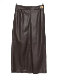 Юбка из фактурной кожи с пряжкой Ferragamo, коричневый