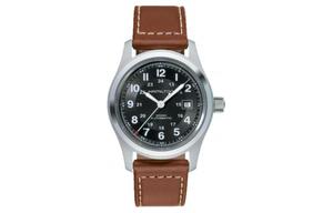 Hamilton Часы Automatic Mechanical Movement Unisex Watch 42mm Black Dial Stainless Steel Case Leather Strap, Black Dial