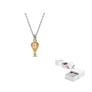 Pandora Золотое покрытие серебряное покрытие сплав 925 проба стерлингового серебра синтетический фианит ожерелье women's gold