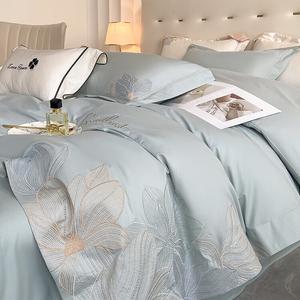 FUANNA Комплект постельного белья 4 предмета, пододеяльник 220x240 см, цвет синий, мусянхуа кай