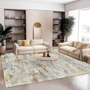 Ковёр Soalmost Washable для гостиной, 214х153 см, серый/кирпичный