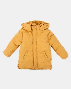 Детский пуховик с капюшоном, съемный, горчичного цвета Tutto Piccolo