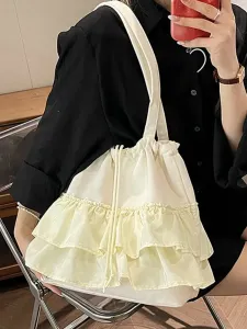 Сумка через плечо с оборками, сумка-тоут Doux Belle, цвет Off White