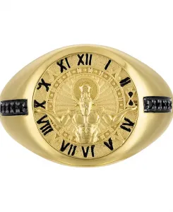 Мужское кольцо «Бог времени» из стерлингового серебра золотистого оттенка Bulova, gold-tone