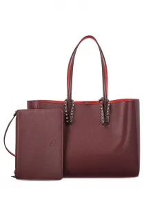 Кожаная сумка-тоут Cabata с декоративными заклепками Christian Louboutin, красный