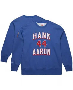 Мужская флисовая толстовка с именем и номером Hank Aaron из коллекции Atlanta Braves Legends Collection с винтажным логотипом Mitchell & Ness