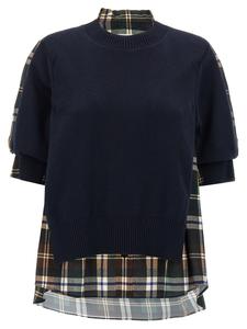 Рубашка с вязаной вставкой SACAI, мультиколор