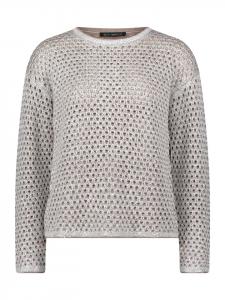 Betty Barclay Вязаный свитер с ажурным узором, выполненный в технике пэчворк, бежево-серого цвета