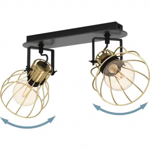 Потолочный светильник SAMBATELLO E27 1 шт. Потолочный спот с цоколем E27, L33,5 x Ш9 см Eglo, Schwarz/messingfarben