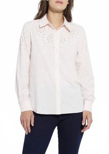 Zelie блузка с вышивкой и ажурными вставками в жемчужных тонах Lysse, Seed Pearl