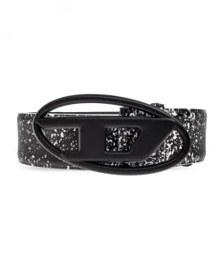 Кожаный ремень с овальным логотипом d b-1dr Diesel, черный