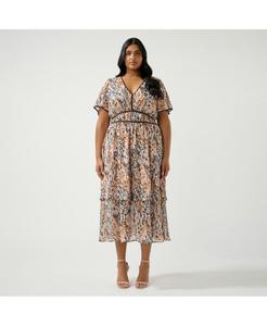 Платье Bellarosa с цветочным принтом и V-образным вырезом ESTELLE, Beige