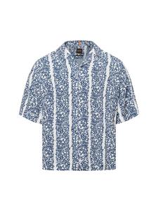 Рубашка на пуговицах Comfort fit BOSS Lapisy_M, темно-синий/белый