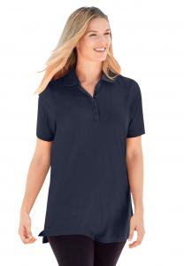 Женская поло-рубашка больших размеров с коротким рукавом Woman Within, Navy