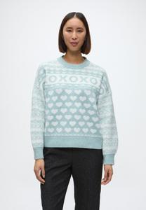 Джемпер TOM TAILOR DENIM JACQUARD KNIT SWEATER, Mint White Heart Fair Isle/Mint