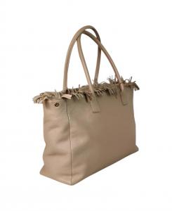 Женская бахрома сумка-шоппер в бежевом цвете Berge