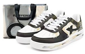 XTEP Кроссовки Air Force One с противоскользящим покрытием и устойчивостью к истиранию, низкие, для скейтбординга, женские, черно-белые, цвет Black White