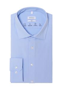 Деловая рубашка, приталенный крой, длинный рукав, воротник Кент, мужская seidensticker, светло-синий