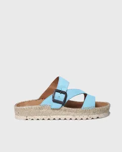 Женские открытые замшевые сандалии на плоской подошве однотонных тонов Toni Pons, синий