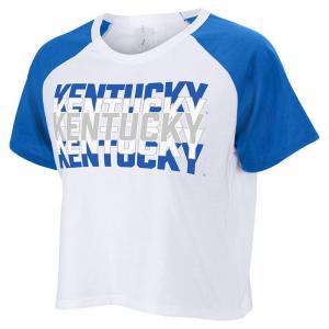 Женская укороченная футболка ZooZatz White Kentucky Wildcats с цветными блоками и повторяющимся регланом, цвет Ken White