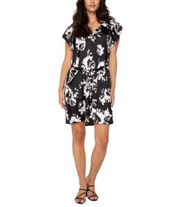 Платье Liverpool Los Angeles Flutter Sleeve Raglan Woven Dress, Black/White Floral