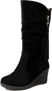 Женские ботильоны Yiozoi на танкетке, легкие, деловые, офисные, зимние, с высоким каблуком, Black