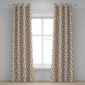 Штора на люверсах с изображением пряничного человечка от ABAKUHAUS, с рисунком пряничного человечка, с рождественскими мотивами и новогодним принтом, декоративная, двухпанельная, 280 см x 225 см, нежно-карамельный нежно-голубой цвет Abakuhaus