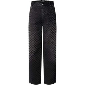 Lv Flocked Damier Denim широкие брюки LOUIS VUITTON, черный