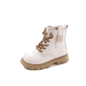 Высокие детские кожаные ботинки для детей TONYBEAR, бежевый