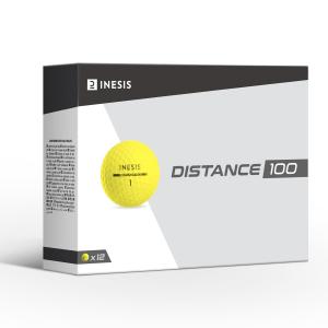 Мячи для гольфа Distance 100 - 12 штук желтые INESIS, желтый