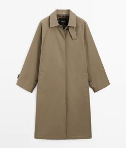 Тренч Massimo Dutti Oversize With Check Lining, хаки