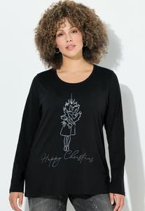 Топ Ulla Popken WEIHNACHTSMOTIV, CLASSIC, RUNDHALS, Black