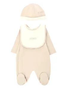Комплект для новорожденного с вышитым логотипом FENDI KIDS, нейтральный