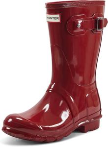 Женские оригинальные короткие резиновые сапоги Hunter Gloss, Military Red
