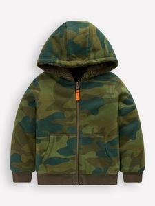 Детская реверсивная хлопковая худи Borg с молнией Mini Boden, Camo