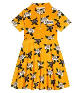 Платье из бархатного хлопка с принтом Mini Rodini, желтый