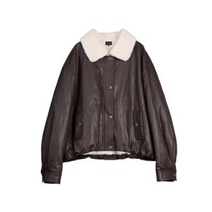 ELLE Женская шуба Dark Brown Lapel Moderate