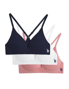 Бюстгальтер U.S. Polo Assn 3pk Assorted Wire Free With Adjustable Straps, 3 шт.