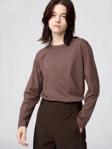 Лонгслив Uniqlo Supima Cotton, 37 коричневый