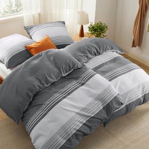 Комплект постельного белья Bedsure, 4 предмета, 135х200/80x80 см, серый/полоски