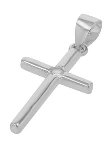 Adeliás Женский кулон - Крест. Кулон в виде креста из серебра 925 пробы с кубическим цирконием в серебряной оправе