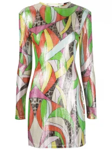 Трикотажное платье мини с принтом Philipp Plein, зеленый