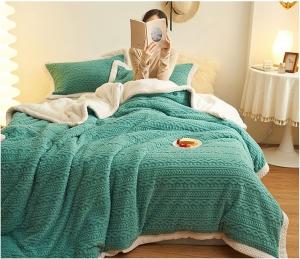 Утяжеленное теплое зимнее одеяло из флиса 220х240 см, 2,9 кг, толстое, мягкое, пушистое и теплое, двустороннее тафтяное жаккардовое одеяло для осени и зимы