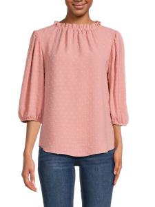 Блузка с рукавами-фонариками в швейцарский горошек Renee C., цвет Mauve