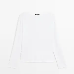 Футболка Massimo Dutti 100% Cotton Boat Neck, белый