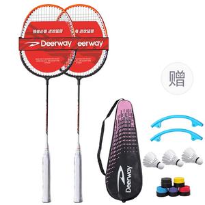 Ракетка для бадминтона из алюминиевого сплава, контрольная, универсальная, для защиты, продвинутый уровень, унисекс, 3U/G5 DEERWAY, [957 оранжевый черный]racket bag+nylon shuttlecock *3+overgrip *2+racket cover *2