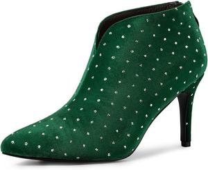 Женские ботильоны Allegra K с вырезом, зауженным носком и каблуком, Green