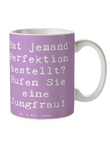 Кофейная кружка с надписью Virgin Perfection в лавандовом цвете. Mr. & Mrs. Panda
