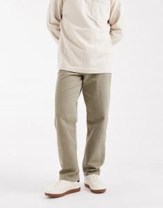 Прямые брюки ASOS DESIGN цвета стираного хаки