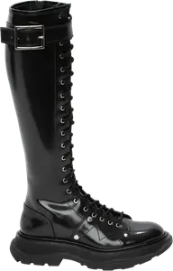Кроссовки Alexander McQueen Wmns Tread Lace Up Boot Black Silver, черный